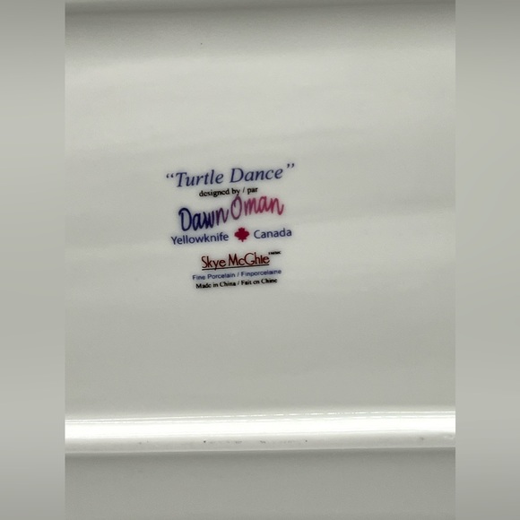 Dawn Oman Skye McGhie Turtle Dance Yellowknife Canada Porcelain Serving Red Tray - Picture 9 of 9